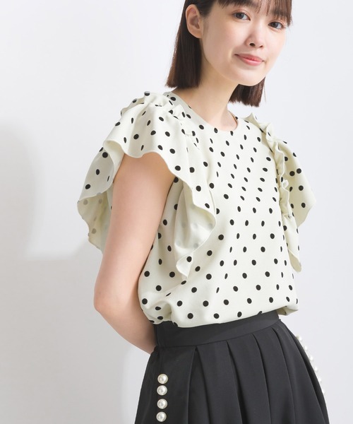 PICCIN PERLA ブラウス シャツ フロッキードットフリル