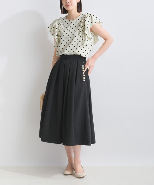 PICCIN PERLA ブラウス シャツ フロッキードットフリルショルダー 