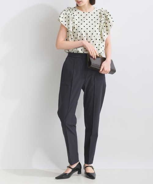 PICCIN PERLA ブラウス シャツ フロッキードットフリルショルダー