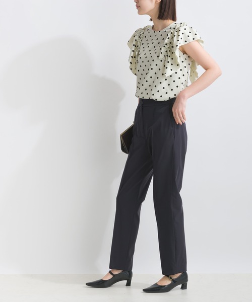 Piccin×Perla ロング チュニック シャツワンピース PICCIN PERLA ブラウス シャツ フロッキードットフリル