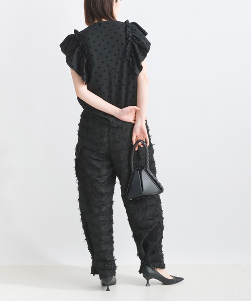 PICCIN PERLA ブラウス シャツ フロッキードットフリル