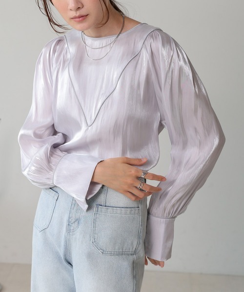 美品⭐︎ 【洗える】シャイニーシアーブラウス　綺麗め ROPE'｜【洗える】シャイニーシアーブラウス/セットアップ対応