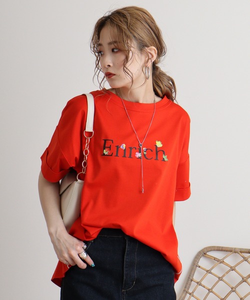 tシャツ Eglantine ロゴ×フラワープリントカットソー レディース