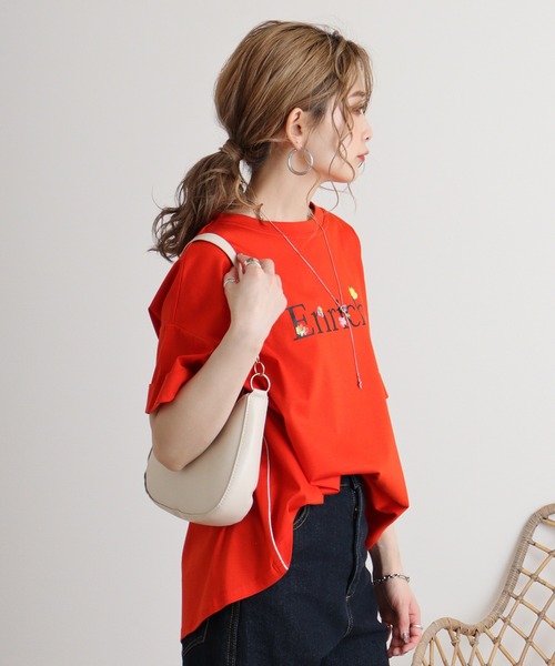 EGLANTINE tシャツ Eglantine ロゴ×フラワープリントカットソー