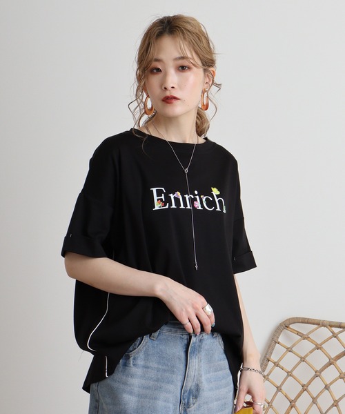 EGLANTINE tシャツ Eglantine ロゴ×フラワープリントカットソー