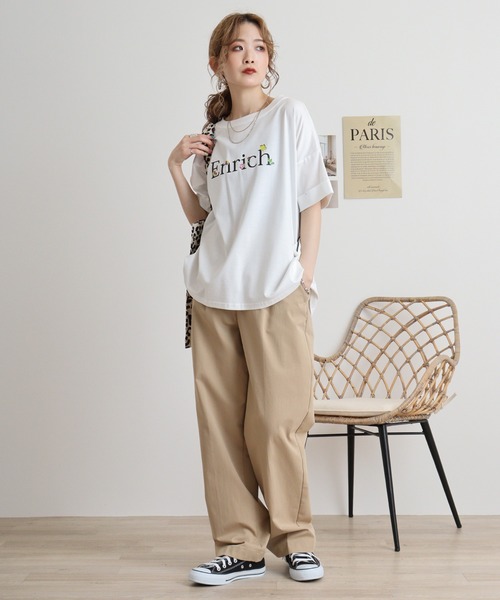 EGLANTINE tシャツ Eglantine ロゴ×フラワープリントカットソー