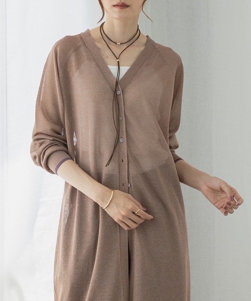 現行 未使用級✨ソージュ シアーカーディガン ロング ラメ 軽い 洗える グレー シアーカーディガン - SOÉJU online store｜上質な大人の女性の