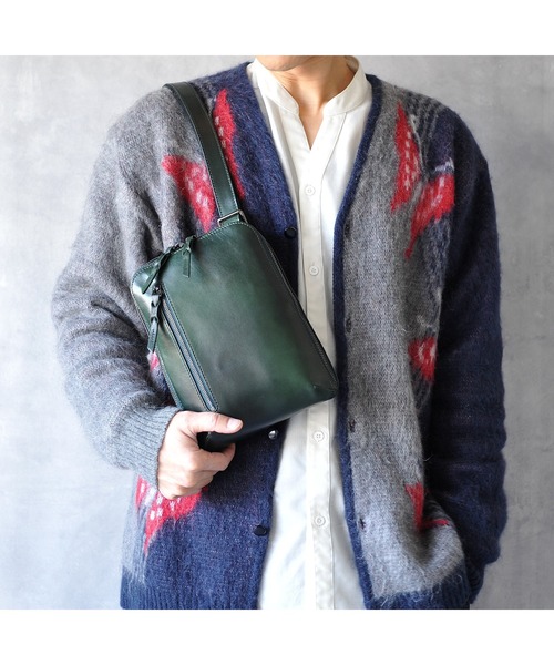 JOYA ショルダーバッグ ヴィンテージ調レザー縦型ラウンド