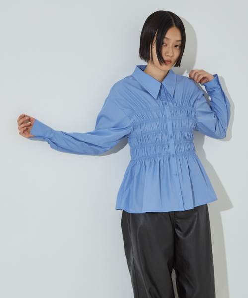 NOMINE ブラウス シャツ ビスチェ風 シャーリング レディース