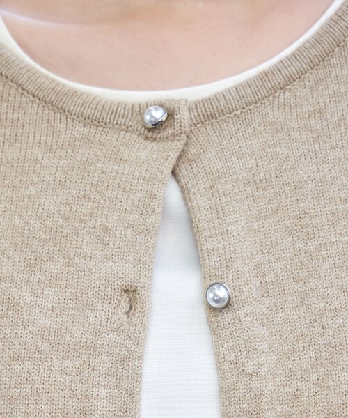 Tiaclasse カーディガン ラウンドネックミドル丈ニットカーディガン