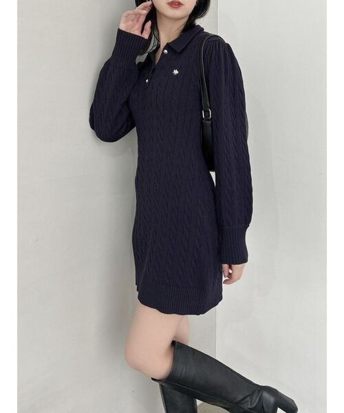 dazzlin ワンピース 「POLO BCS コラボ」ケーブルポロニットワンピース 