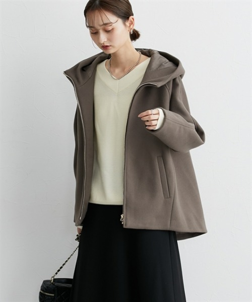 ニッセン（nissen） コート アウター フェイクウールフーデッド