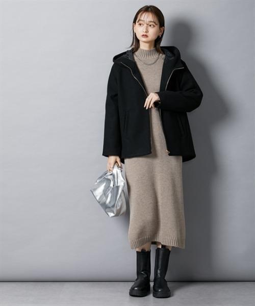 ニッセン（nissen） コート アウター フェイクウールフーデッド