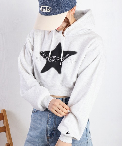 パーカー STARTER BLACK LABEL 裏起毛 ショート丈 プルパーカー レディース