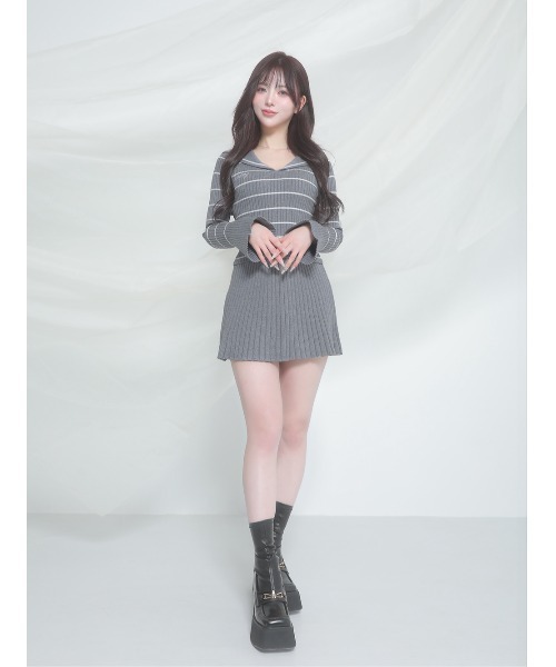 ダーリッチ　darich リブニットミニスカート ダーリッチ Darich リブニットミニスカート （グレー