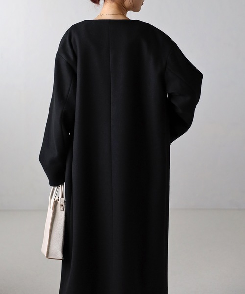 「&HALF」 「noa-ge」ノーカラーコート M グレー レディース_画像7