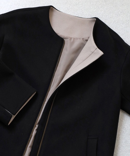 「&HALF」 「noa-ge」ノーカラーコート M グレー レディース_画像8