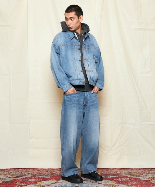 【美品】Lee／リー カウボーイ デニム ジャケット メンズS アウター Lee/リー SUPERSIZED ビッグシルエットカウボーイデニム