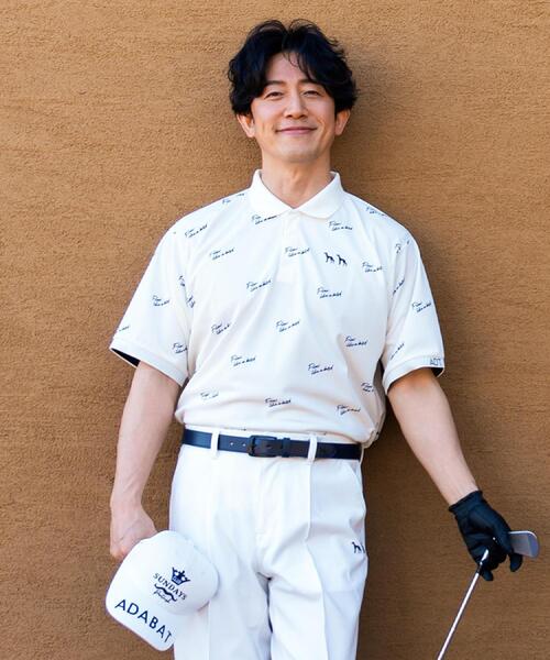 adabat - uvはね除ける スポーツシャツ 半袖 UVはね除ける/吸水速乾 櫻井貴史 NAVYコラボバーディーポロシャツ メンズ