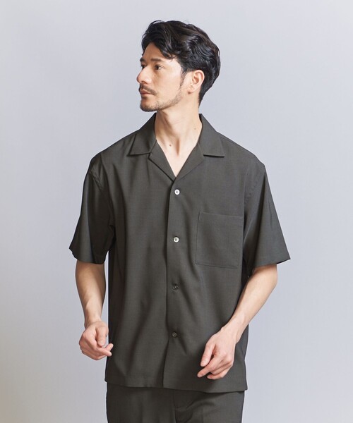 ユナイテッドアローズ　カラーシャツ BEAUTY＆YOUTH UNITED ARROWS シャツ ドレープ ツイル オープン