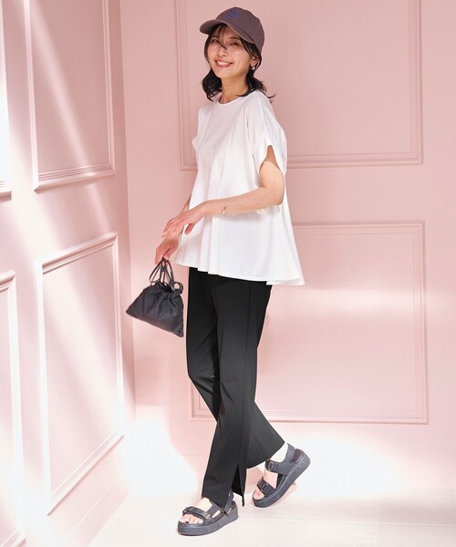 tシャツ 「吸水速乾/遮熱」ヒートシールドジャージー ボリュームフレアT レディース UNFILO tシャツ 「吸水速乾/遮熱」ヒートシールドジャージー