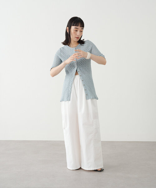 ニット セーター 2Way Slub Mesh Tunic Cardigan レディース EN NEUME ニット セーター 2Way Slub Mesh Tunic Cardigan