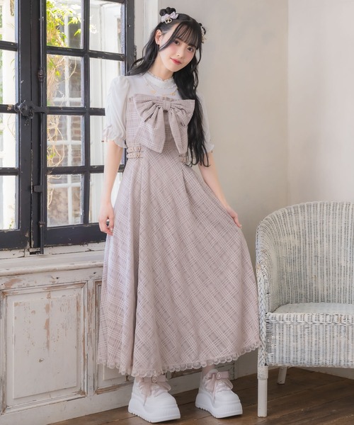 ROJITAワンピース ROJITA ワンピース ビッグリボンポイントドッキングロング