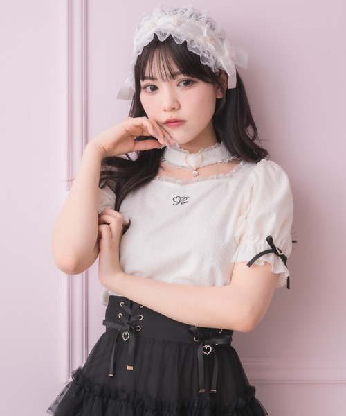 ROJITA tシャツ バックルチョーカーハートカットトップス
