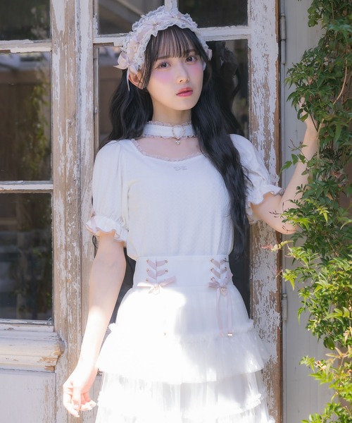 ROJITA tシャツ バックルチョーカーハートカットトップス