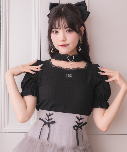 トップス rinta ROJITA tシャツ バックルチョーカーハートカットトップス