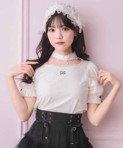 ROJITA tシャツ バックルチョーカーハートカットトップス