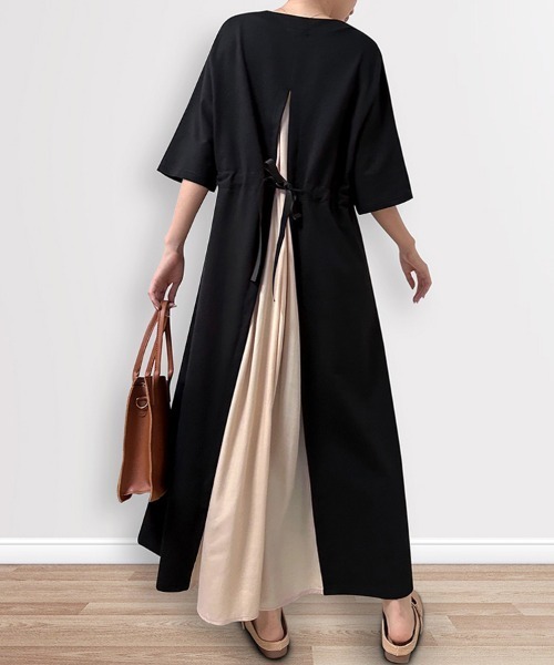 美品✨PLEATS PLEASE スリット入り　ロングワンピース　ブラック 未使用級【PLEATS PLEASE】ロングワンピース L スリット