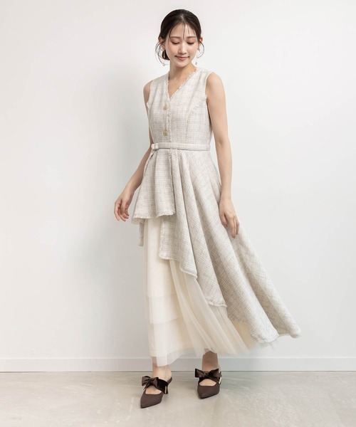 RANDA チュールレイヤードジャケットワンピース RANDA（ランダ） ワンピース チュールレイヤードジャケットワンピース