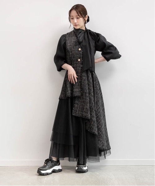 RANDA（ランダ） ワンピース チュールレイヤードジャケットワンピース