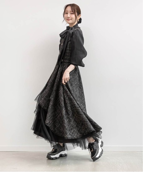 RANDA ワンピース チュールレイヤードジャケットワンピース