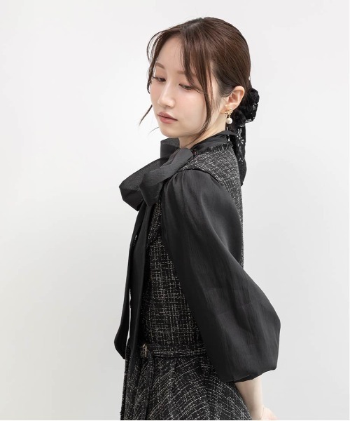 RANDA チュールレイヤードジャケットワンピース　　　ブラック 0-1 RANDA ワンピース チュールレイヤードジャケットワンピース