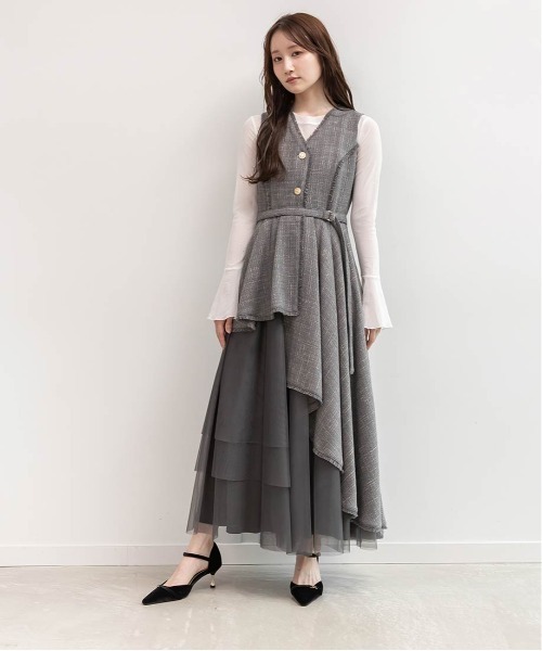 RANDA ワンピース チュールレイヤードジャケットワンピース