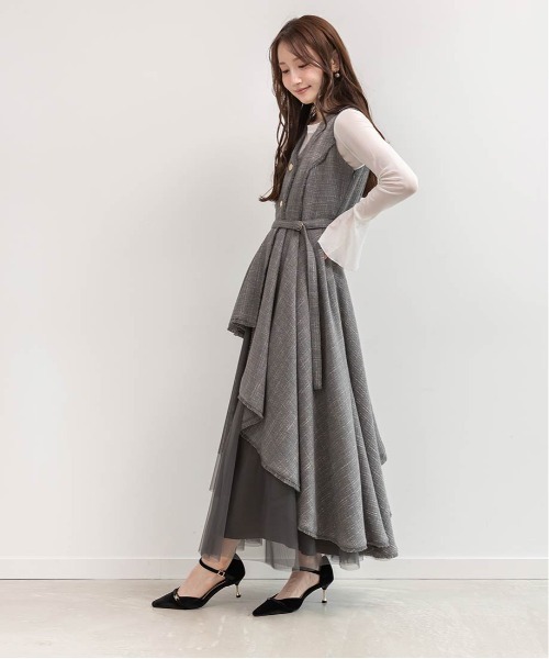 RANDA ワンピース チュールレイヤードジャケットワンピース