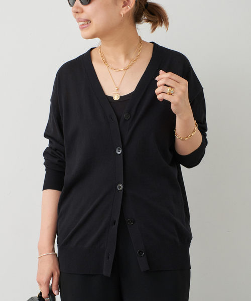 Deuxieme Classe Vネック カーディガン Deuxieme Classe ニット セーター *Fine Cotton Vネック