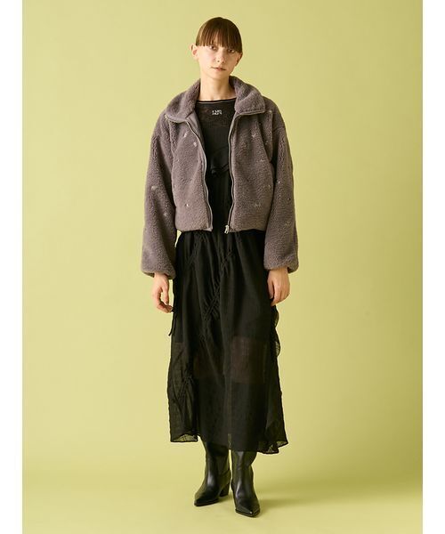 FURFUR（ファーファー） ブルゾン アウター フラワービーズ刺繍ボア