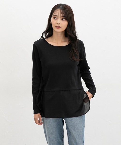 値下げ　希少　 Y's シアー素材　ブラック　アンダーパンツ Honeys（ハニーズ） tシャツ 裾シアーインナーTシャツ レディース