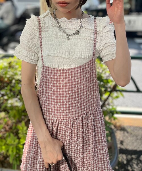 「w closet」 半袖カットソー FREE オフホワイト レディース_画像2