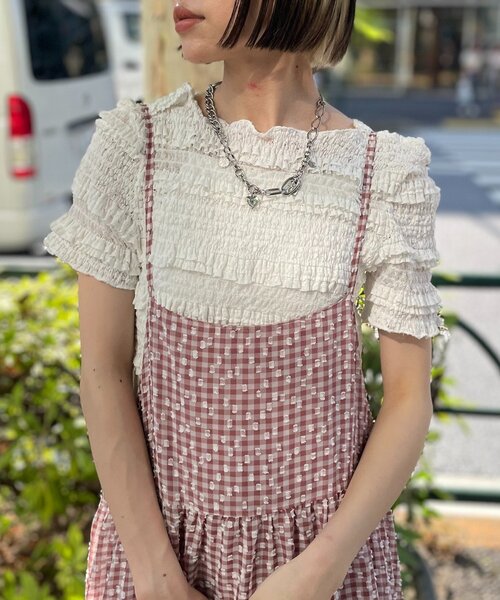 「w closet」 半袖カットソー FREE オフホワイト レディース_画像3