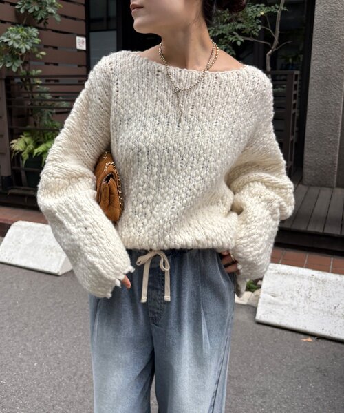 DouDou（ドゥドゥ） ニット セーター ウールスラブロービングニット