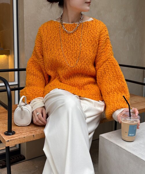 DouDou（ドゥドゥ） ニット セーター ウールスラブロービングニット