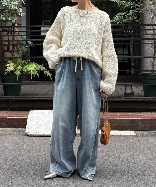 DouDou（ドゥドゥ） ニット セーター ウールスラブロービングニット