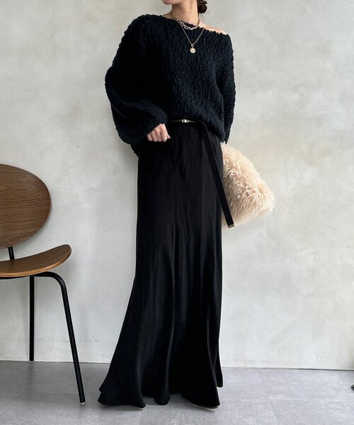 DouDou（ドゥドゥ） ニット セーター ウールスラブロービングニット