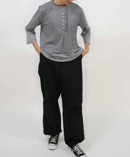 「haupia」 7分袖カットソー MEDIUM ブラック レディース_画像4