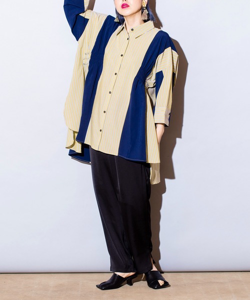 「OSMOSIS」 7分袖シャツ ONE SIZE イエロー レディース_画像7