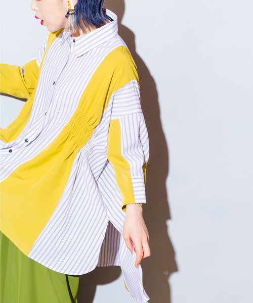 「OSMOSIS」 7分袖シャツ ONE SIZE イエロー レディース_画像8